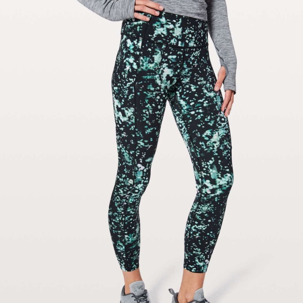 Worn once - LULULEMON Fast & Free 7/8 Tight *Nulux 25" in Pixel Haze Multi Black - Picture 8 of 12